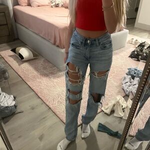 Distressed Light Blue Jeans